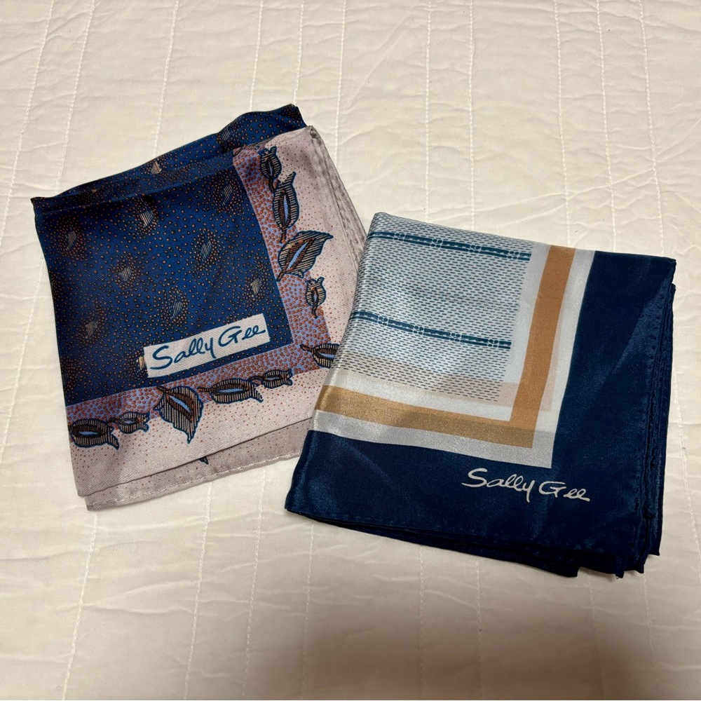 Vintage Sally Gee 70’s Silk Scarf Lot (2 scarves)